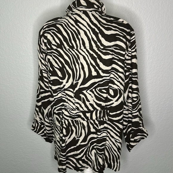 Chico’s Zebra Print Linen Blend Jacket 2 Large - Picture 7 of 11